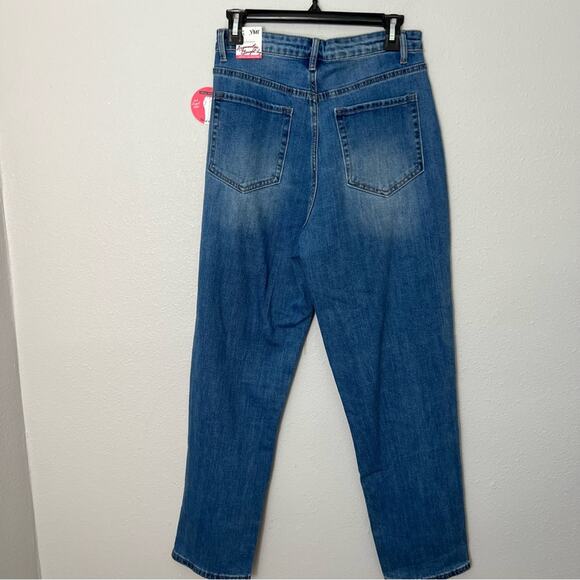 New YMI Asymmetric Straight Leg Blue Jeans Women's size 7/28 - Picture 2 of 4